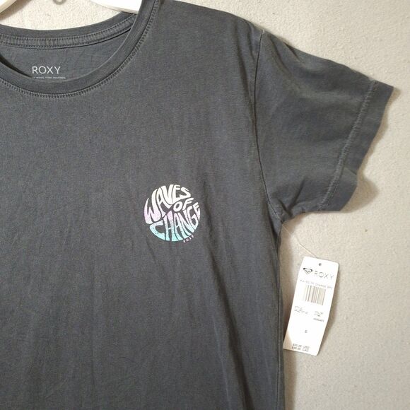 ROXY Waves Of Change T-Shirt Women’s Small Short Sleeve Graphis Print NWT - Picture 2 of 7